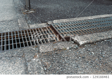 Aging gutters and dangerous uneven gratings Aging gutters and dangerous uneven gratings 129188461