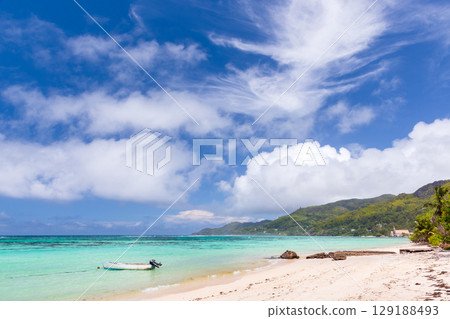 Mahe island, Seychelles. A serene tropical beach view 129188493