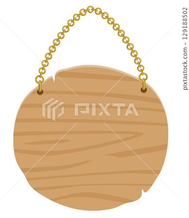 簡單的木質吊牌向量素材 | 店鋪與導視插畫 | 橡木材質風格 129188502