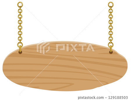 Simple wooden hanging sign vector material | Store and guide illustration | Oak material style 129188503