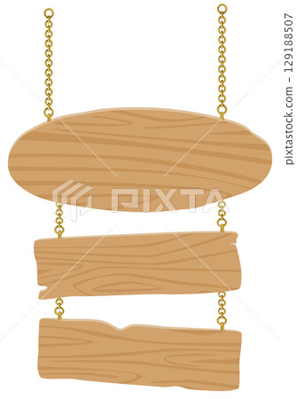 簡單的木質吊牌向量素材 | 店鋪與導視插畫 | 橡木材質風格 129188507