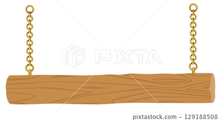 Simple wooden hanging sign vector material | Store and guide illustration | Oak material style 129188508