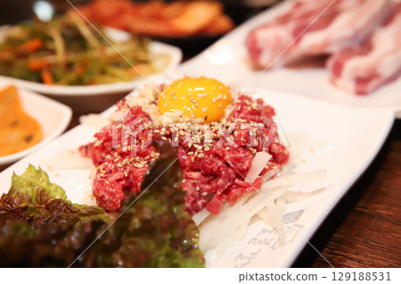 Korean traditional food. Beef raw beef 129188531