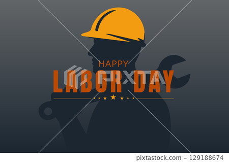 Labor day design with orange helmet 129188674