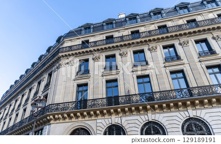 Facade of residential building in Paris, France 129189191