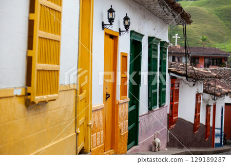 Beautiful streets of the colonial town of Concepcion in Antioquia, Colombia. Beautiful streets of the colonial town of Concepcion in Antioquia, Colombia. 129189287