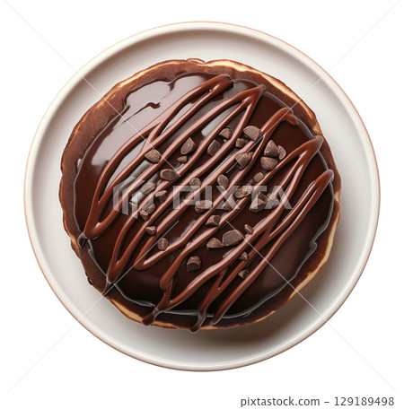 Plate with Pancakes with Chocolate 129189498