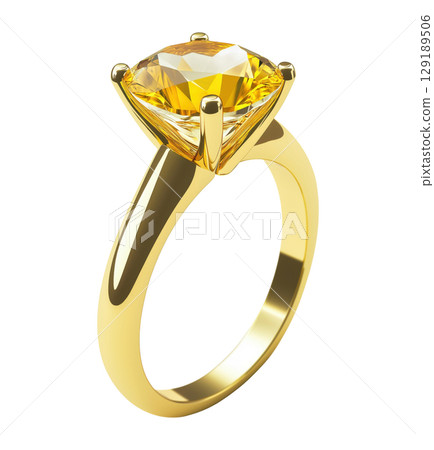 Golden Ring with Brilliant Golden Ring with Brilliant 129189506
