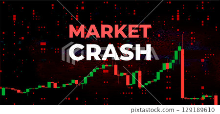 Red Background with Falling Candlestick Chart Depicting Market Crash Red Background with Falling Candlestick Chart Depicting Market Crash 129189610