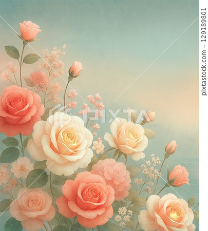 A fantastic harmony of sky and roses 129189801