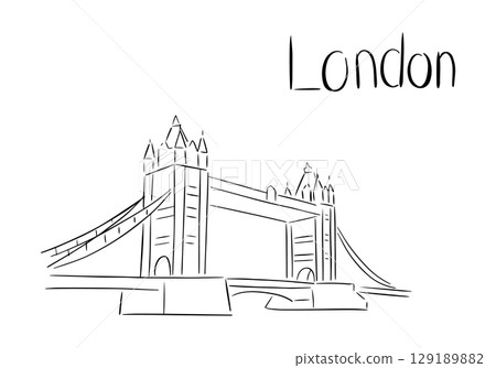 Tower Bridge in London sketch. Video clip with alpha channel. 129189882