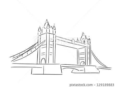 Tower Bridge in London sketch. Video clip with alpha channel. 129189883