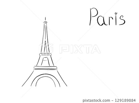 Eiffel Tower in Paris sketch. Video clip with alpha channel. Eiffel Tower in Paris sketch. Video clip with alpha channel. 129189884