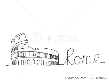 Coliseum in Rome. One line drawing animation. Video clip with alpha channel. Coliseum in Rome. One line drawing animation. Video clip with alpha channel. 129189887