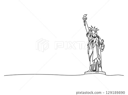 Statue of liberty in New York city. One line drawing animation. Video clip with alpha channel. Statue of liberty in New York city. One line drawing animation. Video clip with alpha channel. 129189890