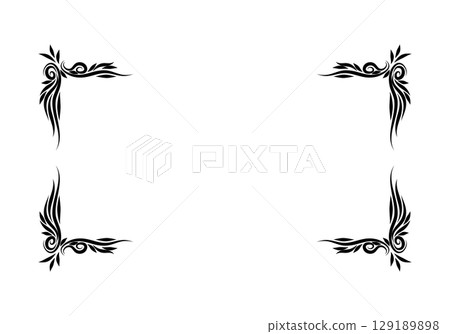 Growing floral corner border animation. Video clip with alpha channel. 129189898