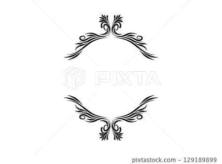 Growing floral oval border animation. Video clip with alpha channel. 129189899