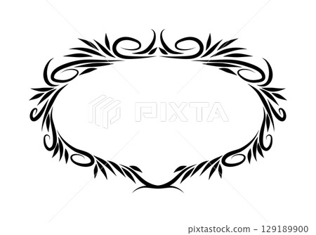Growing floral oval border animation. Video clip with alpha channel. 129189900