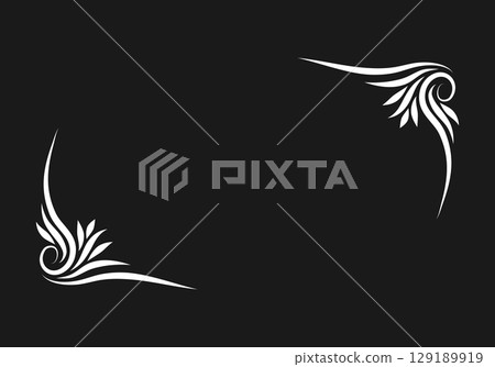 Growing floral corner border animation. Video clip with alpha channel. 129189919