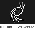 Growing floral element animation. Video clip with alpha channel. 129189932