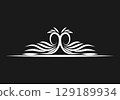 Growing floral element animation. Video clip with alpha channel. 129189934