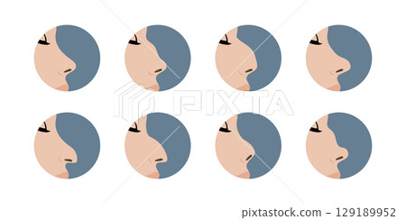 Woman choosing nose surgery shapes 129189952