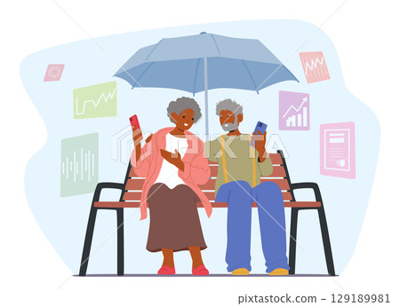 Senior couple caring for pension calculating retirement savings planning financial investment profit 129189981