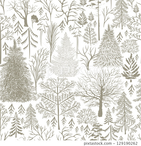 Seamless forest background. hand drawing. Not AI Vector illustration Seamless forest background. hand drawing. Not AI Vector illustration 129190262