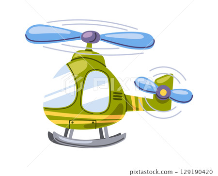 Cute cartoon helicopter air transport 129190420