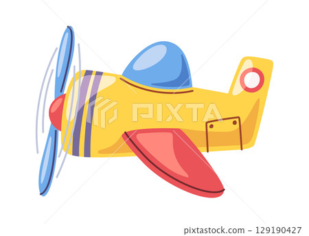 Colorful toy plane childish cartoon 129190427