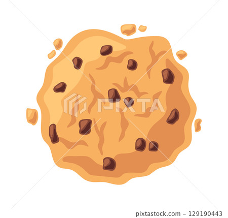 Delicious round chocolate chip cookie 129190443