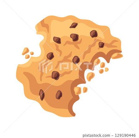 Deliciously bitten chocolate chip cookie Deliciously bitten chocolate chip cookie 129190446