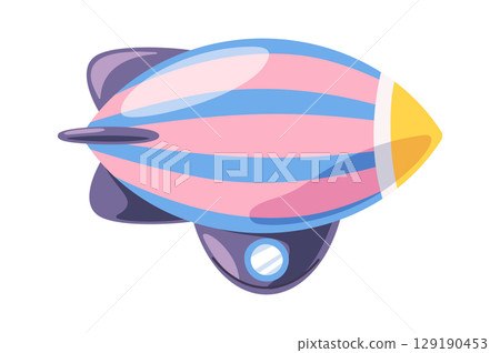 Dirigible air transport cartoon style Dirigible air transport cartoon style 129190453