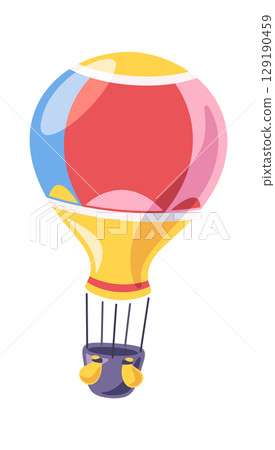 Colorful airship flying high cartoon 129190459