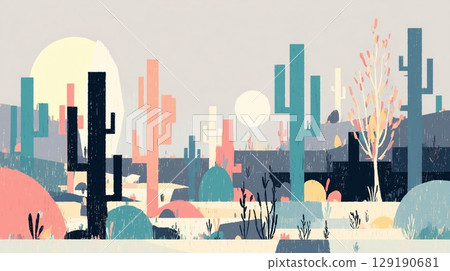 Scenery with cactus 129190681