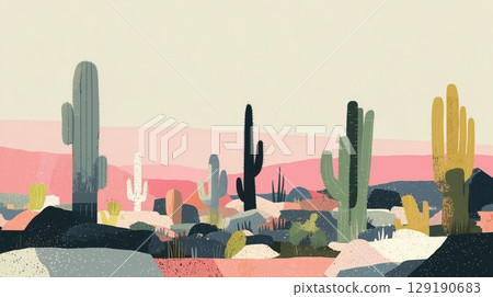 Scenery with cactus 129190683