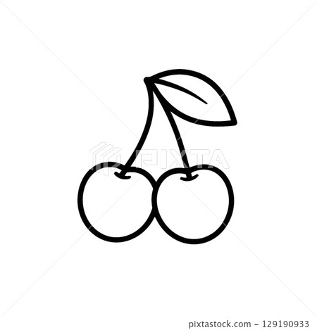 櫻桃線描圖標，材料，無背景，插圖，水果 129190933