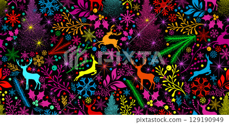 Seamless background christmas colorful. Not AI. Vector illustration 129190949