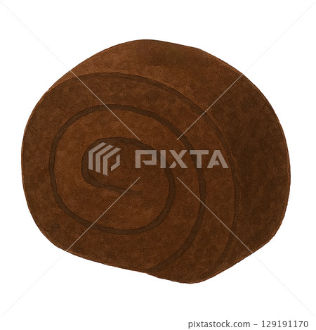 Simple chocolate roll cake illustration (cutout) 129191170