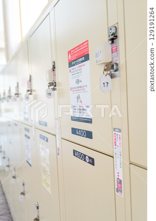 Coin locker close-up Coin locker close-up 129191264