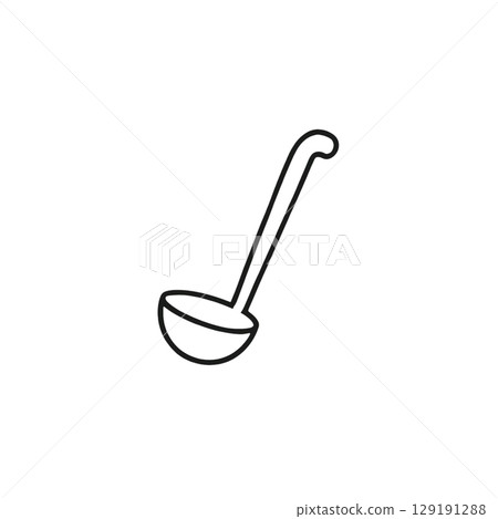 Ladle line drawing icon, material, no background, illustration, daily necessities 129191288