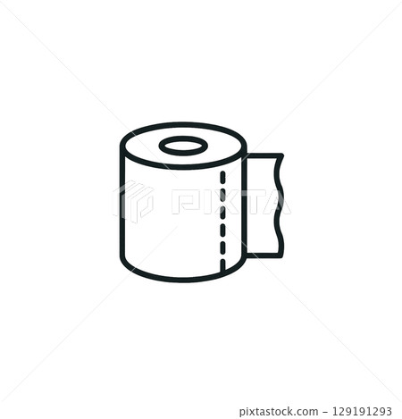 Toilet paper line icon, material, no background, illustration, daily necessities 129191293