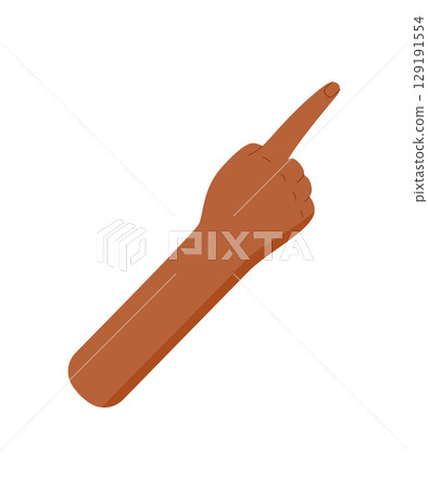 Flat icon of a bare hand showing the number one with a raised finger. Simplistic arm pose with gesture pointing upward. Minimal design suited for math, counting, education, and learning visuals. Flat icon of a bare hand showing the number one with a raised finger. Simplistic arm pose with gesture pointing upward. Minimal design suited for math, counting, education, and learning visuals. 129191554
