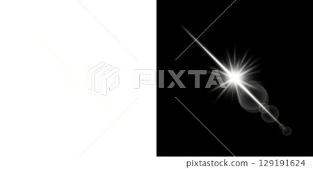 Diagonal lens flare effect (left half transparent, right half black background) Diagonal lens flare effect (left half transparent, right half black background) 129191624