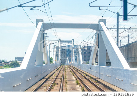 Hirosegawa Bridge between Taishido Station and Minamisendai Station, Tohoku Main Line, Sendai Airport Access Line, railway tracks 129191659