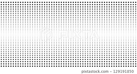 Dotted pattern with dynamic faded effect. Monochrome background with halftone gradient print. Polka dot abstract geometric ornament. Minimal decorative design. Vector graphic illustration Dotted pattern with dynamic faded effect. Monochrome background with halftone gradient print. Polka dot abstract geometric ornament. Minimal decorative design. Vector graphic illustration 129191850