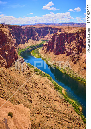 Colorado River Glen Canyon Red Rock Canyons Aerial Fly Through 129192093