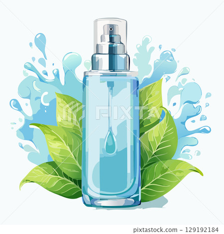 Natural blue cosmetics surrounded by leaves - Organic 129192184
