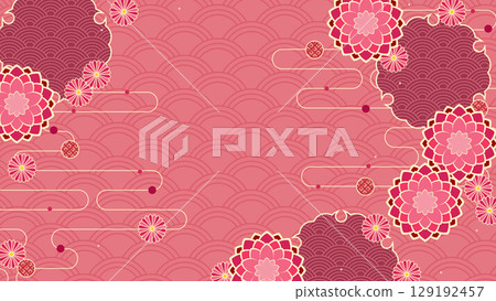 華麗別緻的秋季日式圖案背景 129192457