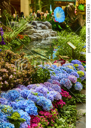 Hydrangea Bloom Oasis with Water Feature and Art Sculpture at Eye Level Hydrangea Bloom Oasis with Water Feature and Art Sculpture at Eye Level 129192543